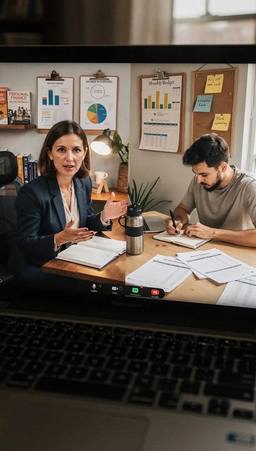 Rodina diskutující o finančním plánování u stolu